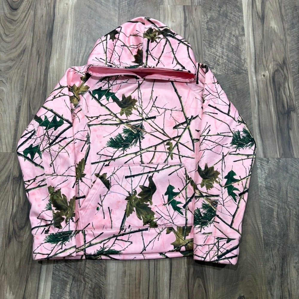 Trail Crest Hoodie Women L Pink Camo RealTree Fleece Pullover Sweatshirt